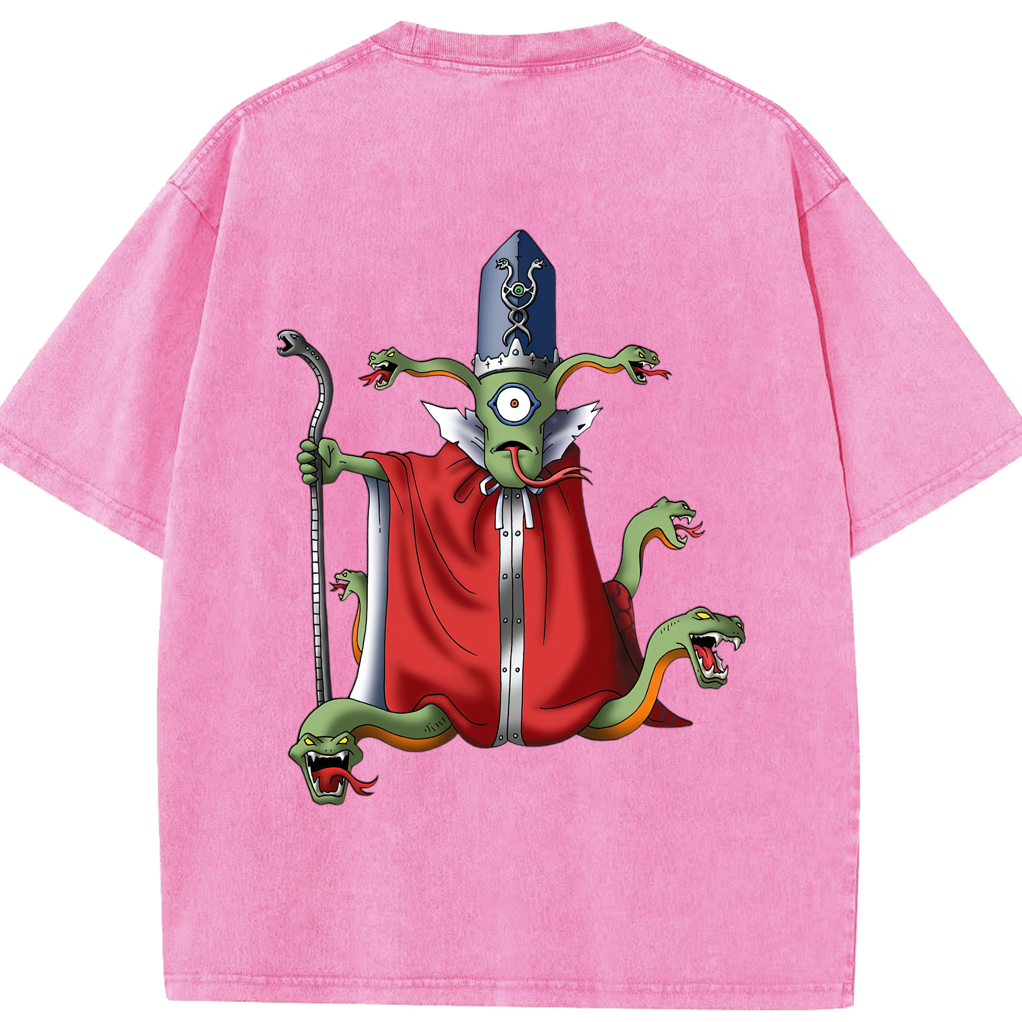 （画像用） ドラゴンクエスト Doragon Kuesuto Dragon Quest 綿100% ヴィンテージ風 半袖Tシャツ（背面プリント）